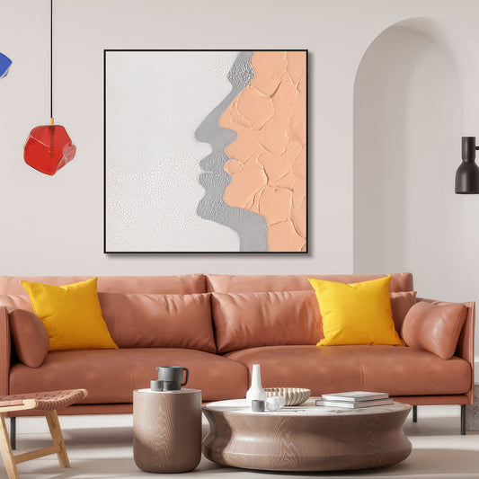 Silent Duality Minimalist Face Texture Painting #L2114