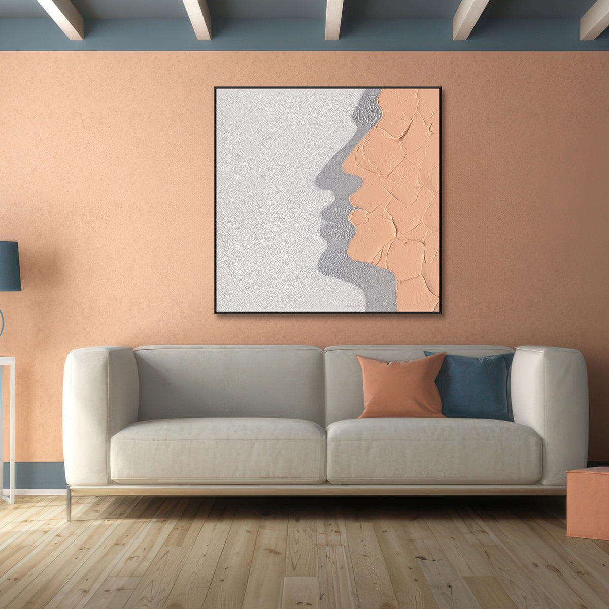 Silent Duality Minimalist Face Texture Painting #L2114