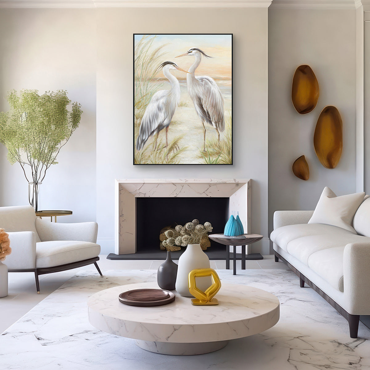 Sunset Grace Heron Painting #L2532