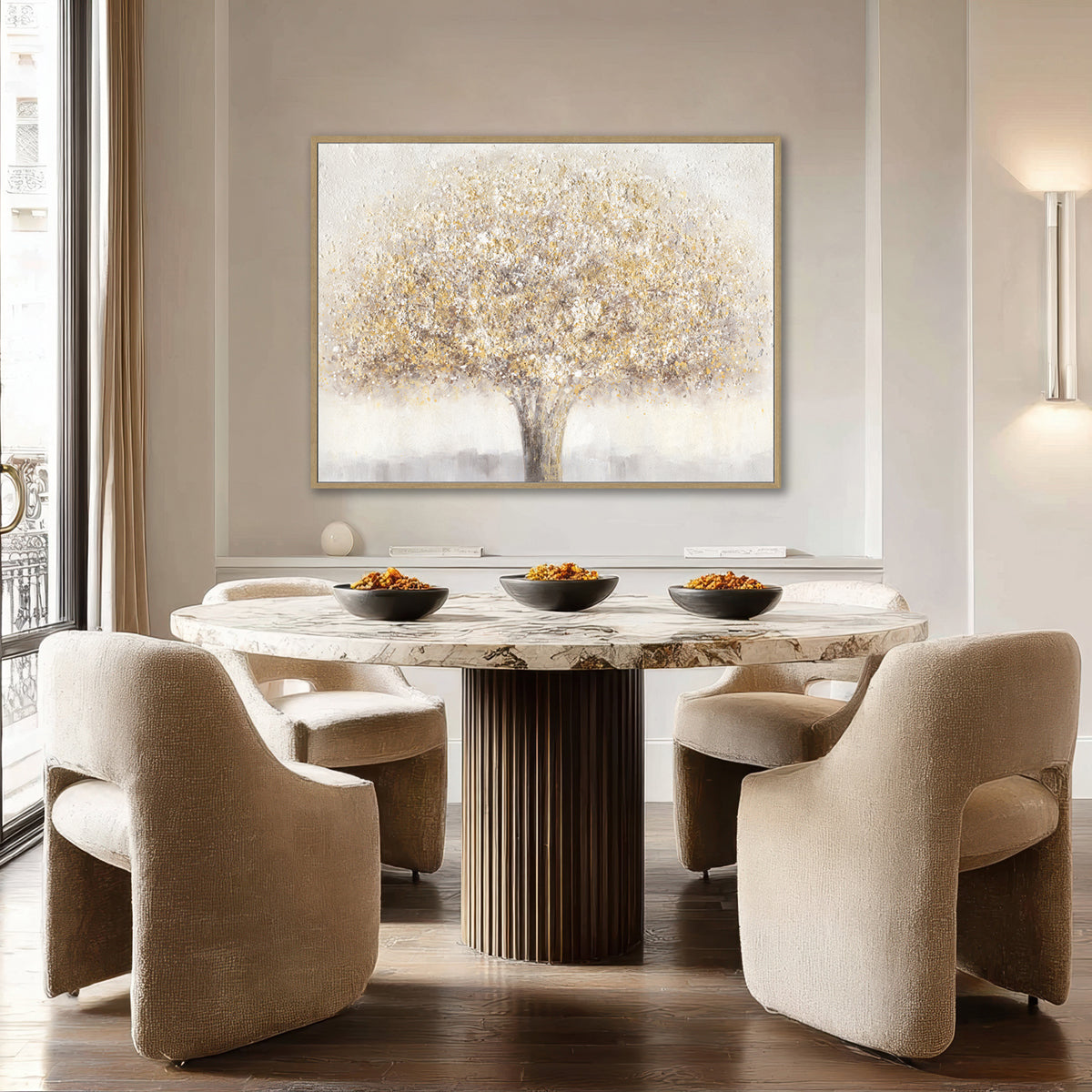 Golden Abstract Tree Art Oil Painting #L4545
