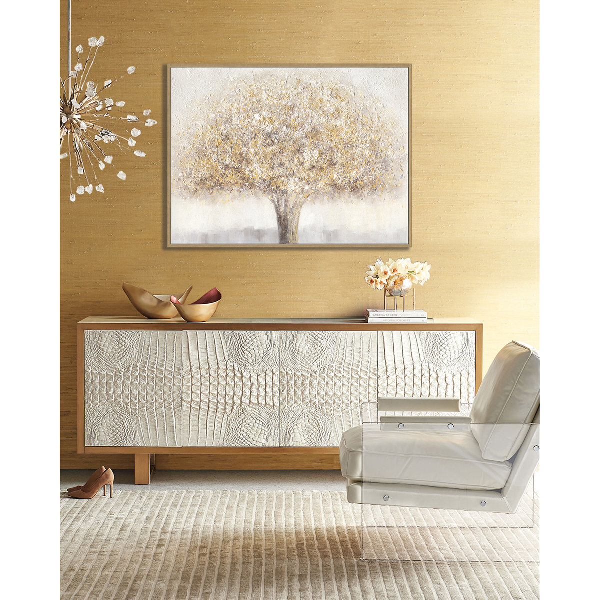 Golden Abstract Tree Art Oil Painting #L4545