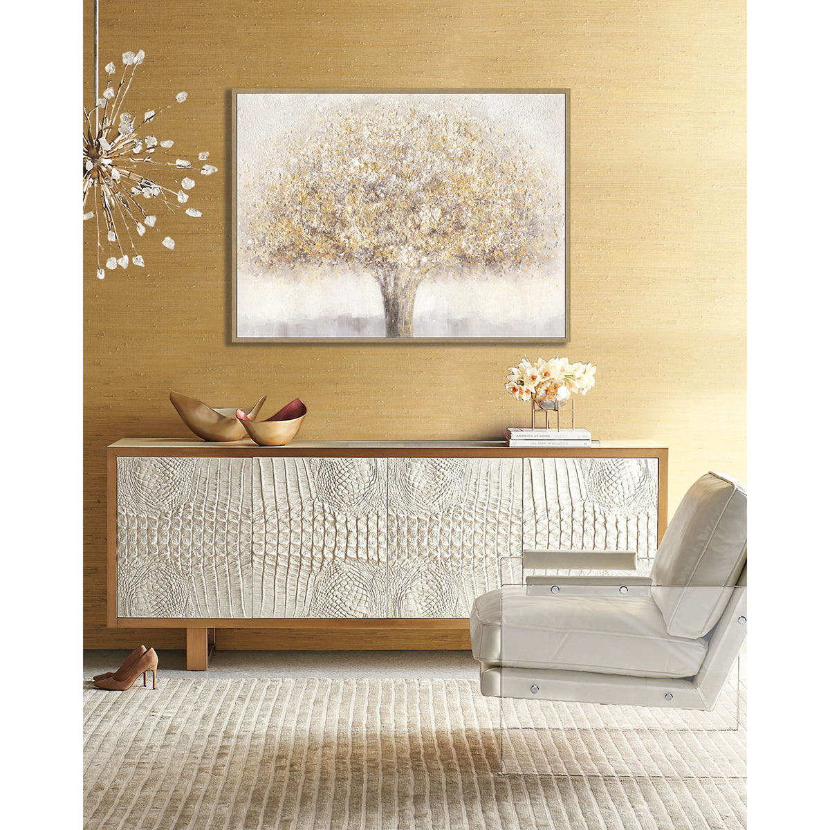 Golden Abstract Tree Art Oil Painting #L4545