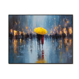 Yellow Umbrella Rainy Street Painting
