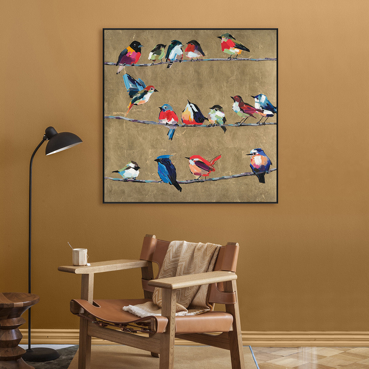 Golden Harmony Bird Painting #L5903