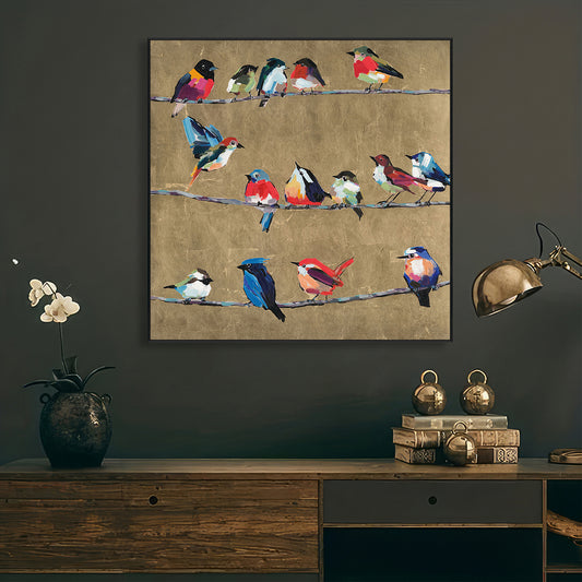 Golden Harmony Bird Painting #L5903