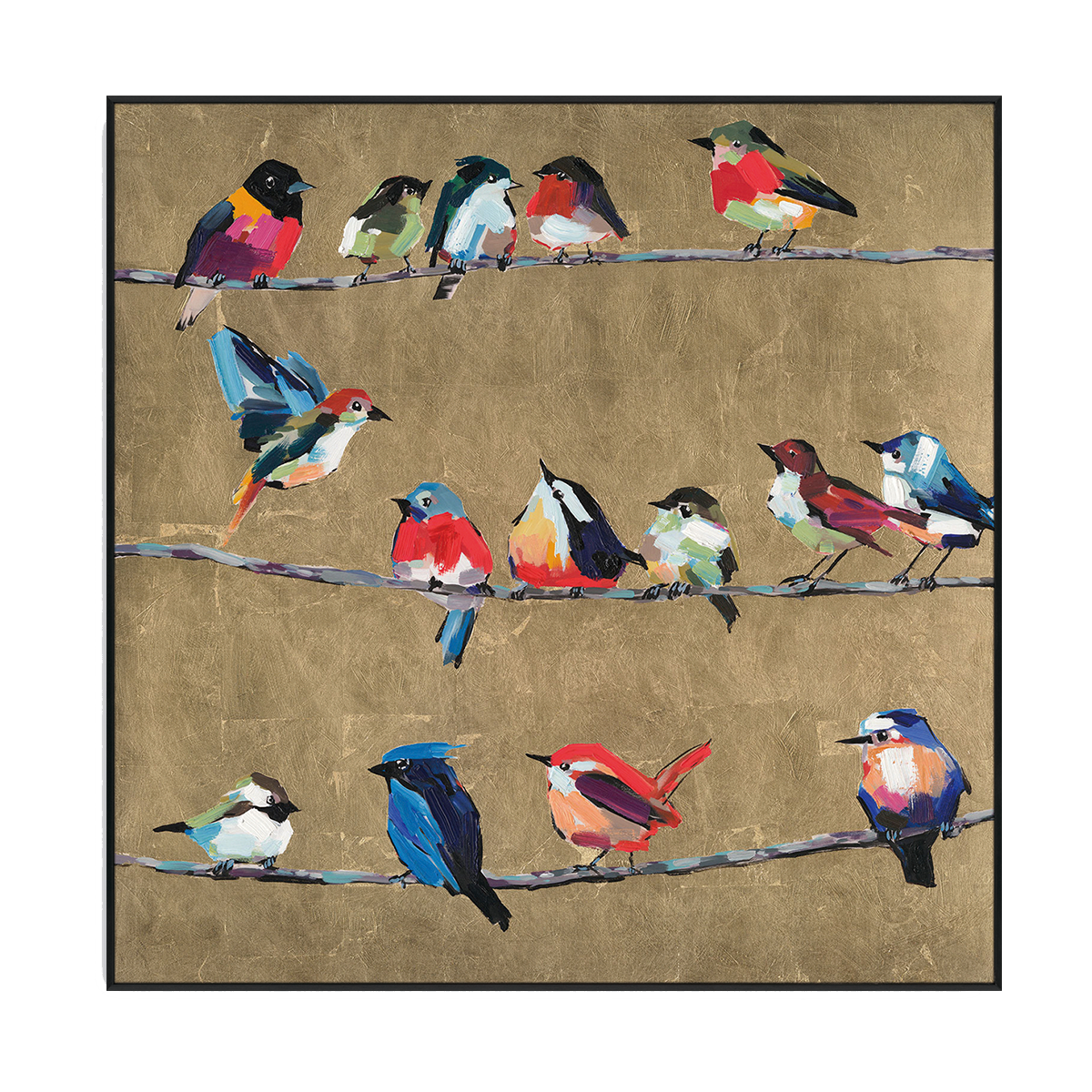 Golden Harmony Bird Painting #L5903