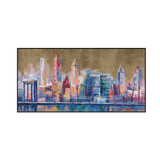 Golden Skyline Abstract Cityscape Painting #M0589