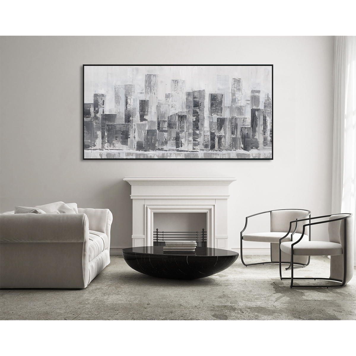 Shades of City Monochrome Abstract Painting #M0598