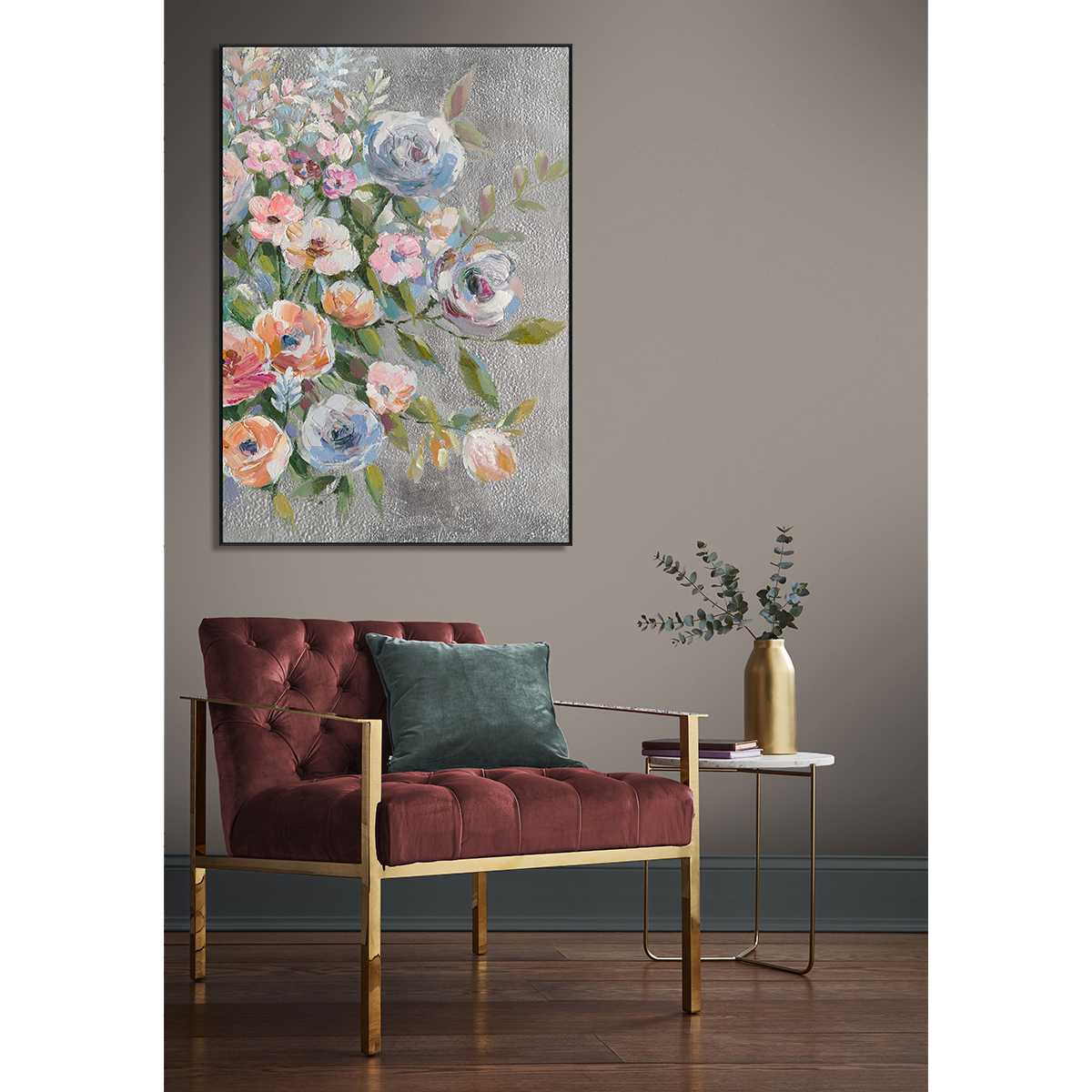 Bloom in Silver Contemporary Floral Painting #M0683