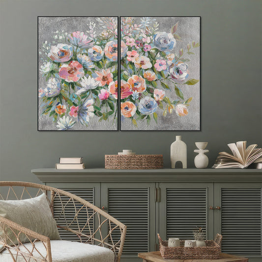 Bloom in Silver Contemporary Floral Painting #M0683