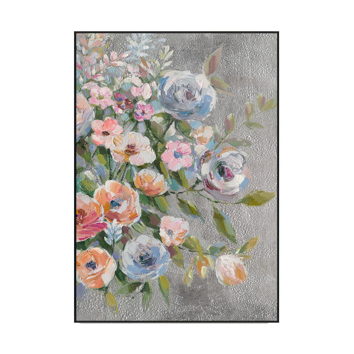 Bloom in Silver Contemporary Floral Painting #M0683