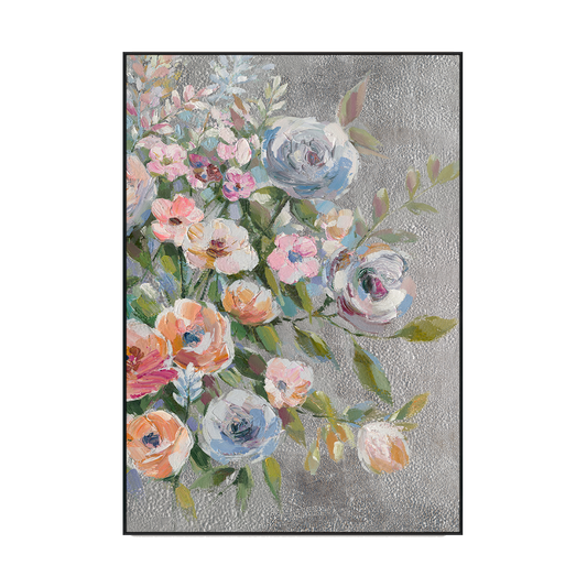 Bloom in Silver Contemporary Floral Painting #M0683