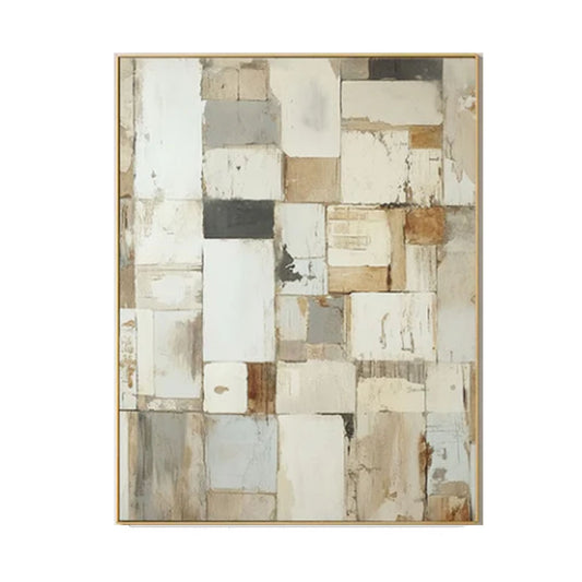 Aged Mosaic Neutral Abstract Painting