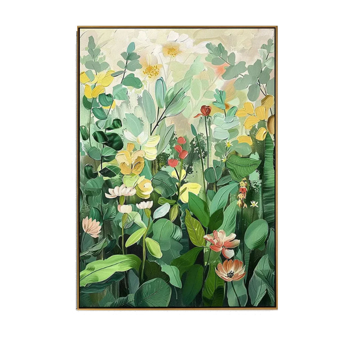 Green Botanical Textured Painting