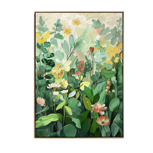 Green Botanical Textured Painting