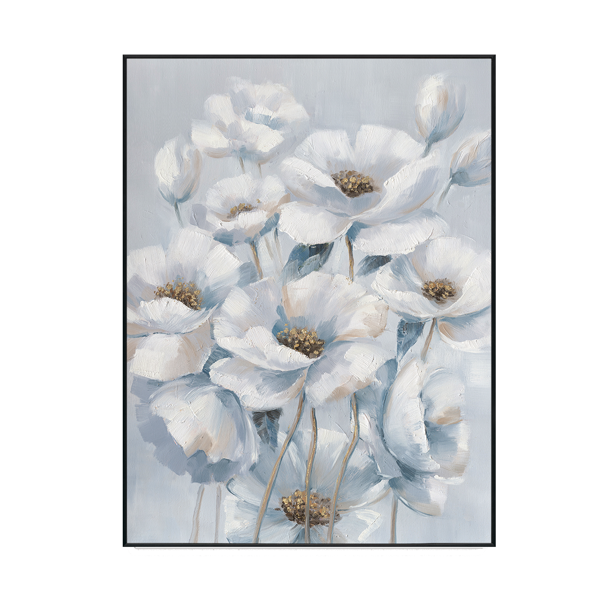 Golden Bloom Textured Floral Painting #M0669