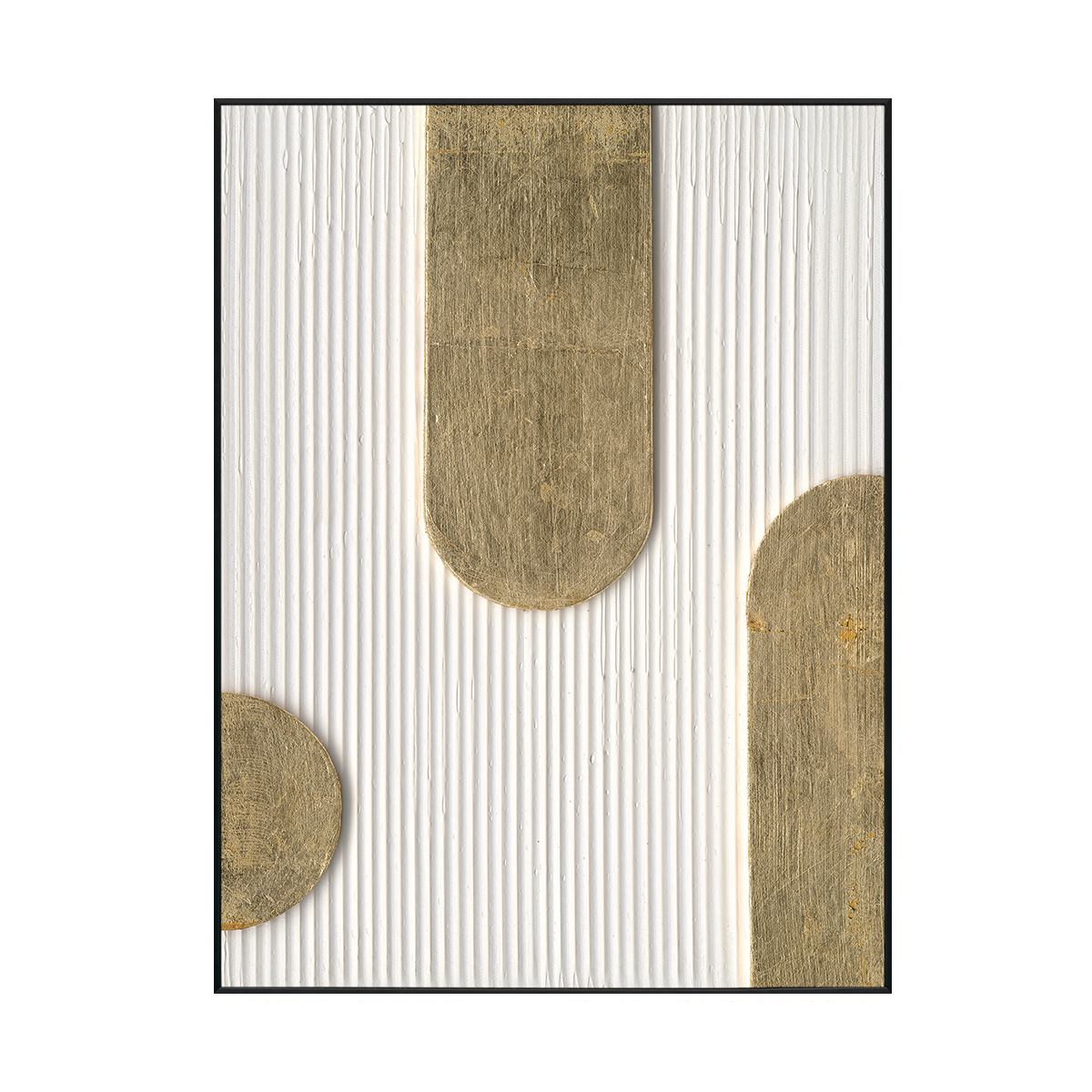 Golden Flow of Light Rounded Geometric Painting #M4676