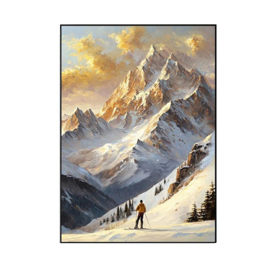 Golden Summit Snow Mountain Landscape Painting