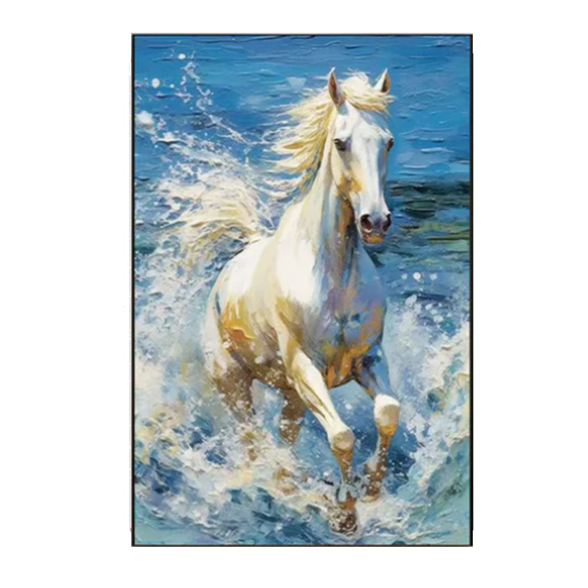 Ocean Charge White Horse Painting