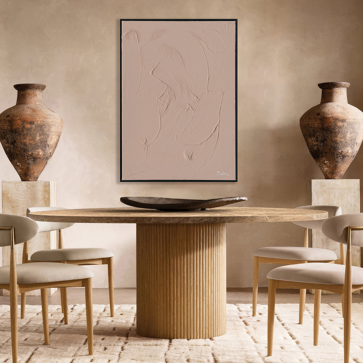 Nude Harmony Beige Textured Canvas #M2578