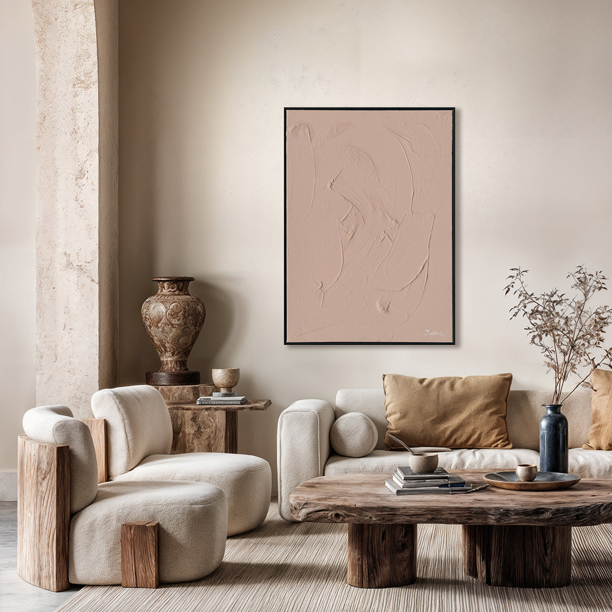Nude Harmony Beige Textured Canvas #M2578