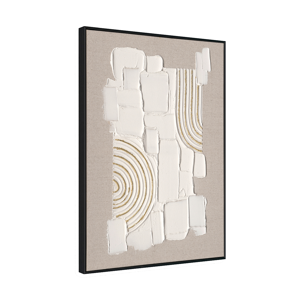 Golden Geometry Abstract Relief Painting (Left & Right) #M2616