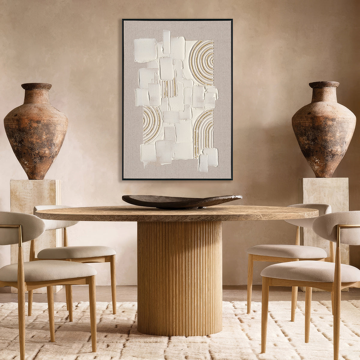 White Flow Textured Abstract Wall Art (Left & Right) #M2617