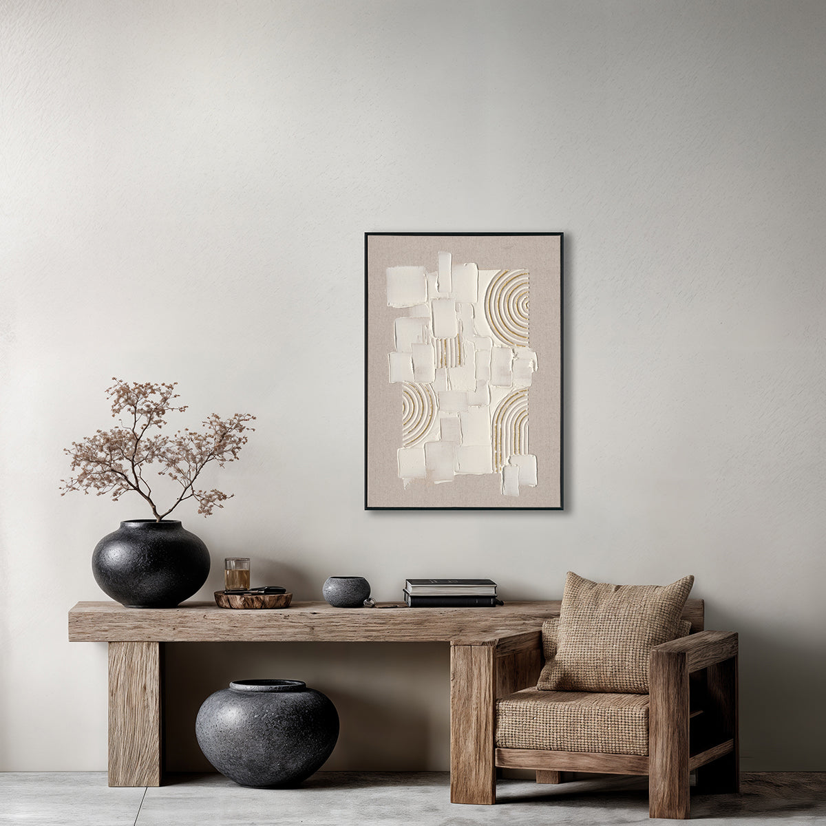Modern Embossed Geometric Abstract Art (Left & Right) #M2617