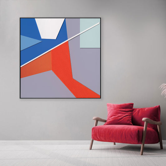 Red Blue Symphony Abstract Geometry #M2625