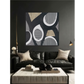 Rhythm Circles Black White Gold Abstract #M2627