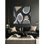 Rhythm Circles Black White Gold Abstract #M2627