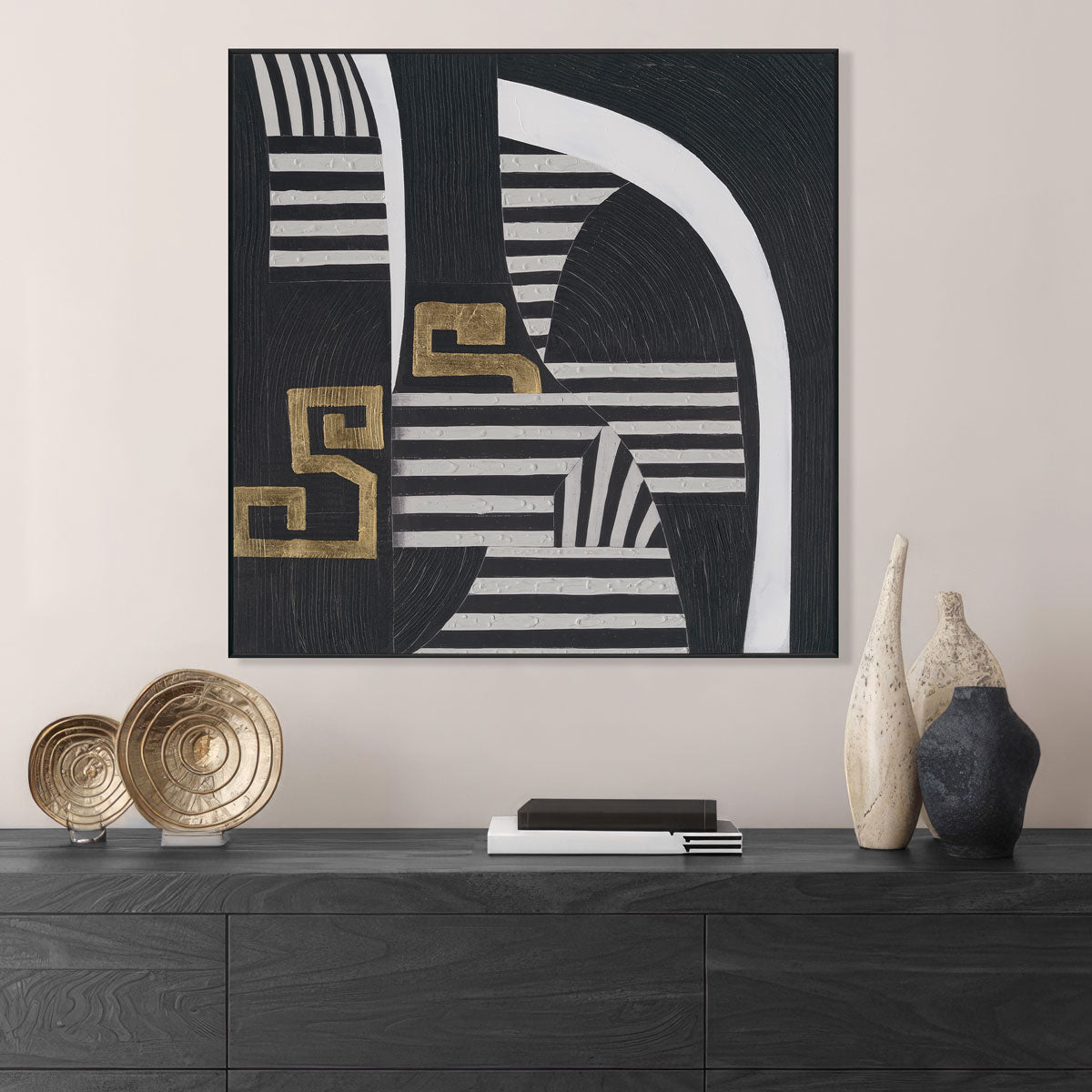 Golden Rhythm Black White Geometry #M2628