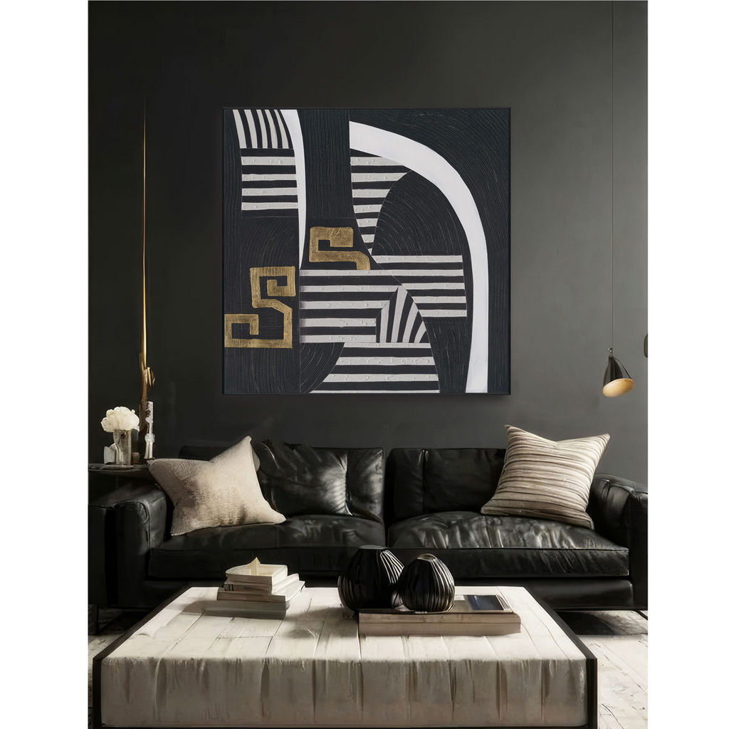 Golden Rhythm Black White Geometry #M2628