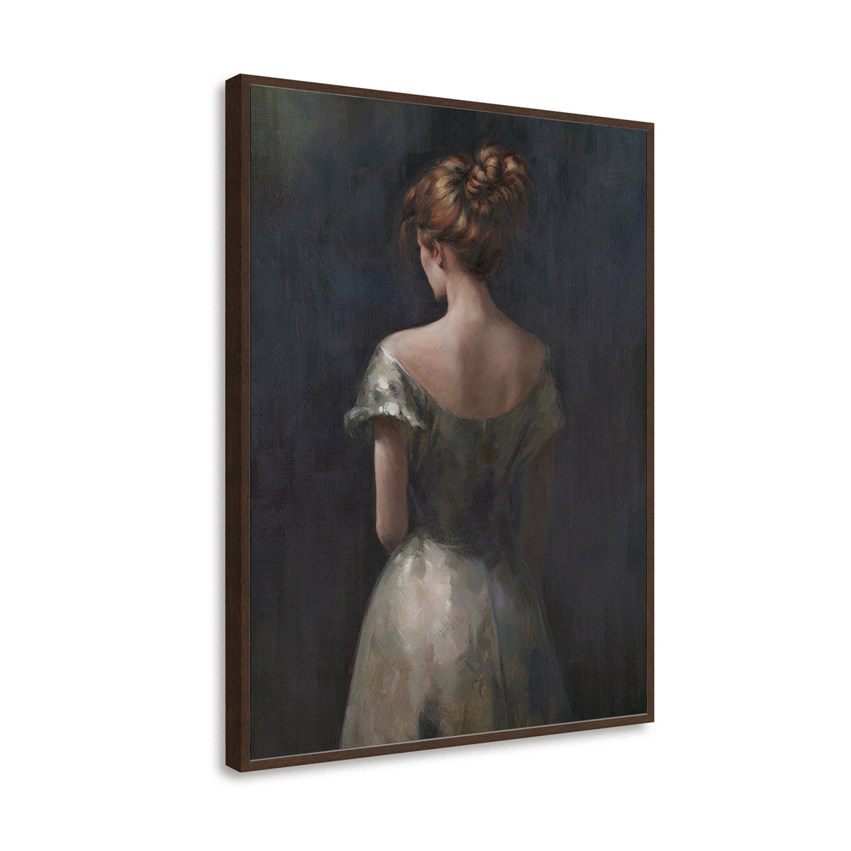 Vintage Realistic Girl Back Portrait Oil Painting #M2701
