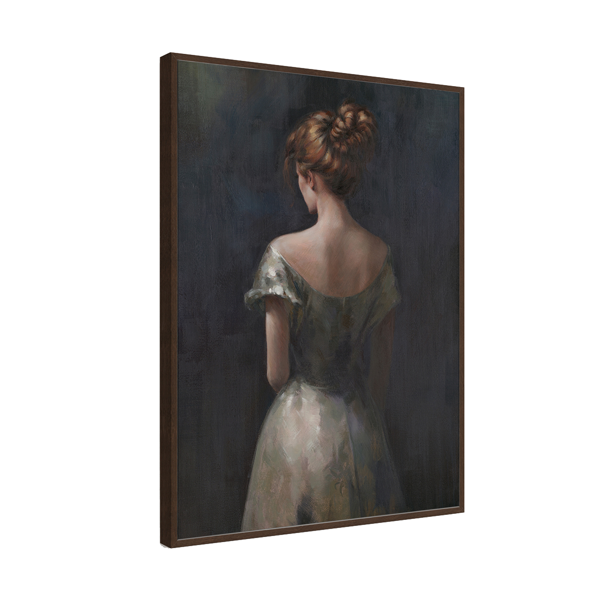 Vintage Realistic Girl Back Portrait Oil Painting #M2701