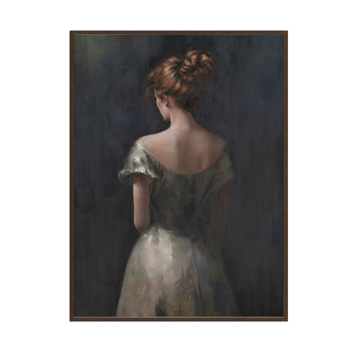 Vintage Realistic Girl Back Portrait Oil Painting #M2701