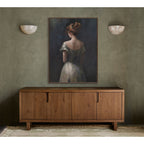 Vintage Realistic Girl Back Portrait Oil Painting #M2701