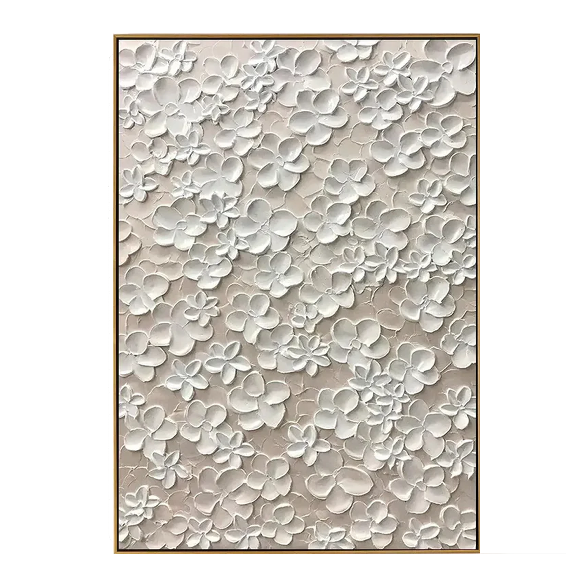 Whisper Bloom White Floral Textured Painting