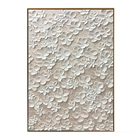 Whisper Bloom White Floral Textured Painting