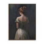 Vintage Realistic Girl Back Portrait Oil Painting #M2701