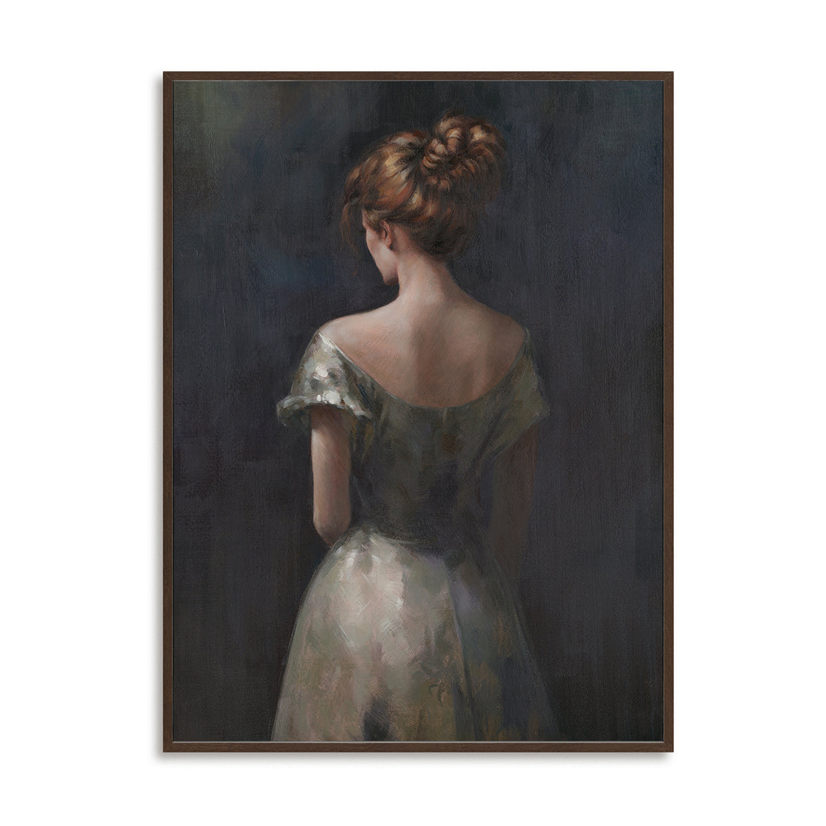 Vintage Realistic Girl Back Portrait Oil Painting #M2701