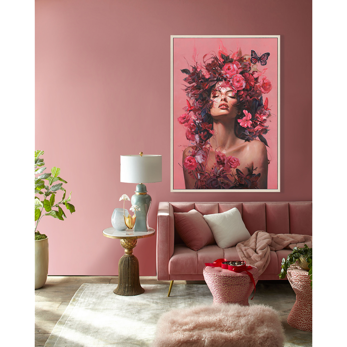 Floral Dream Female Portrait Oil Painting #M2703