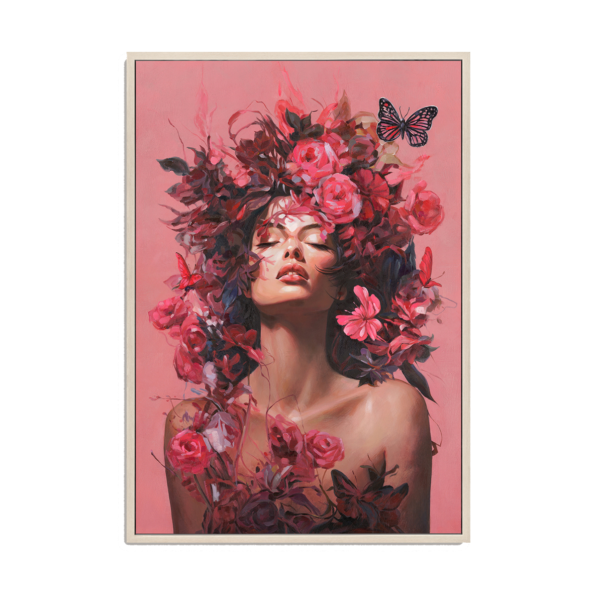Floral Dream Female Portrait Oil Painting #M2703