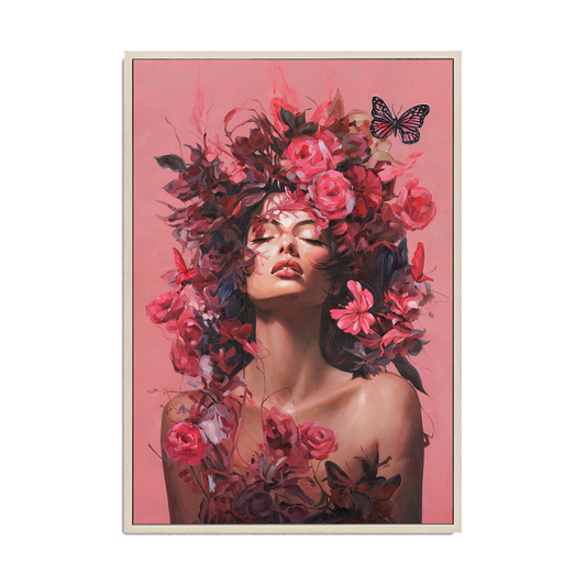 Floral Muse Pink Woman Canvas Art #M2703