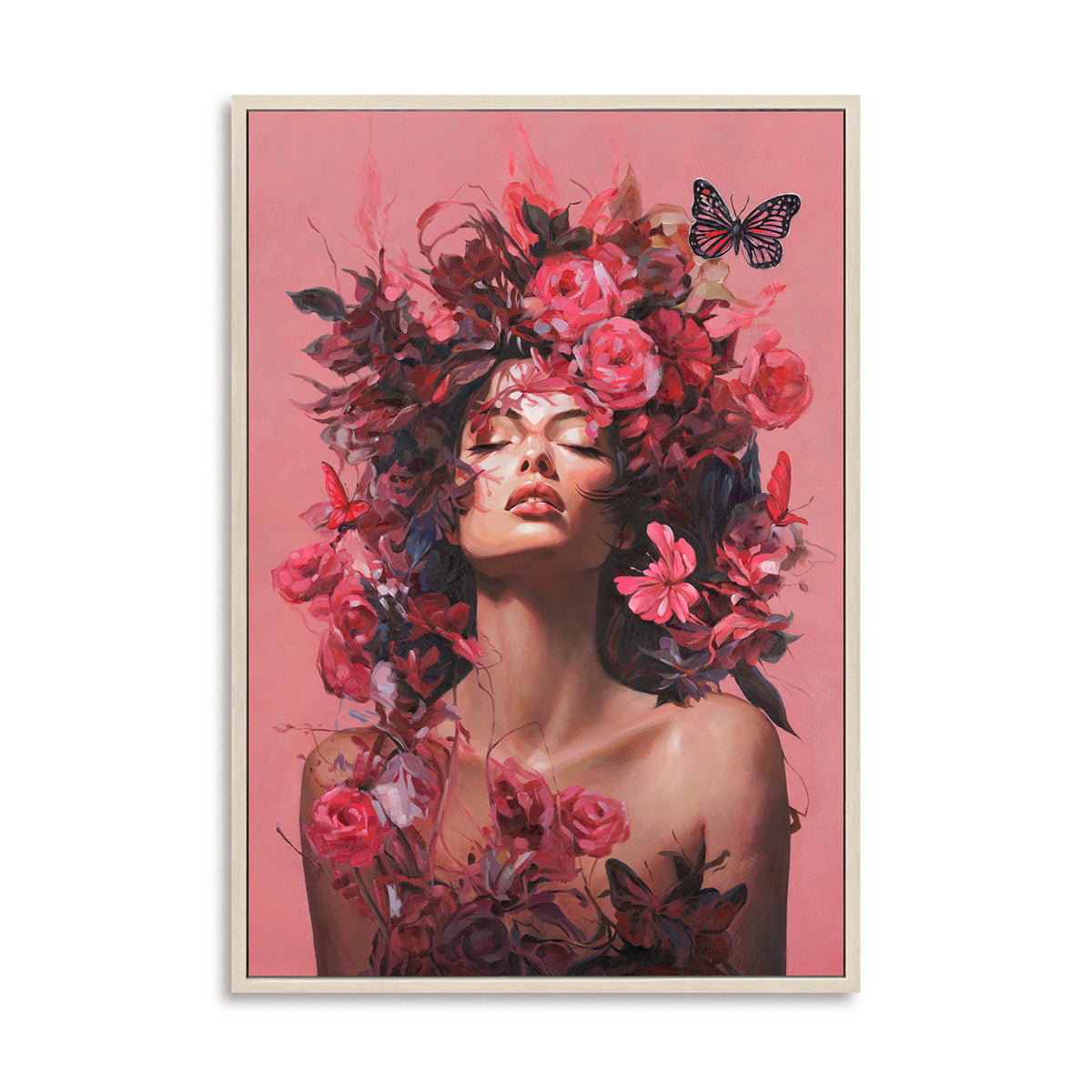 Floral Dream Female Portrait Oil Painting #M2703
