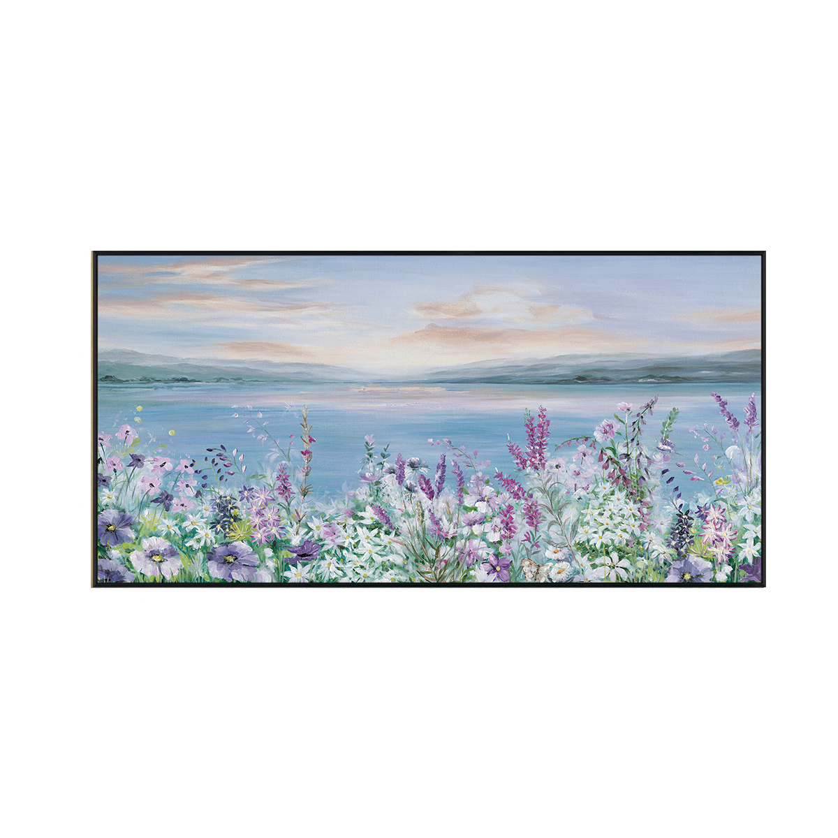 Lakeside Blossom Romantic Landscape Painting #M3522