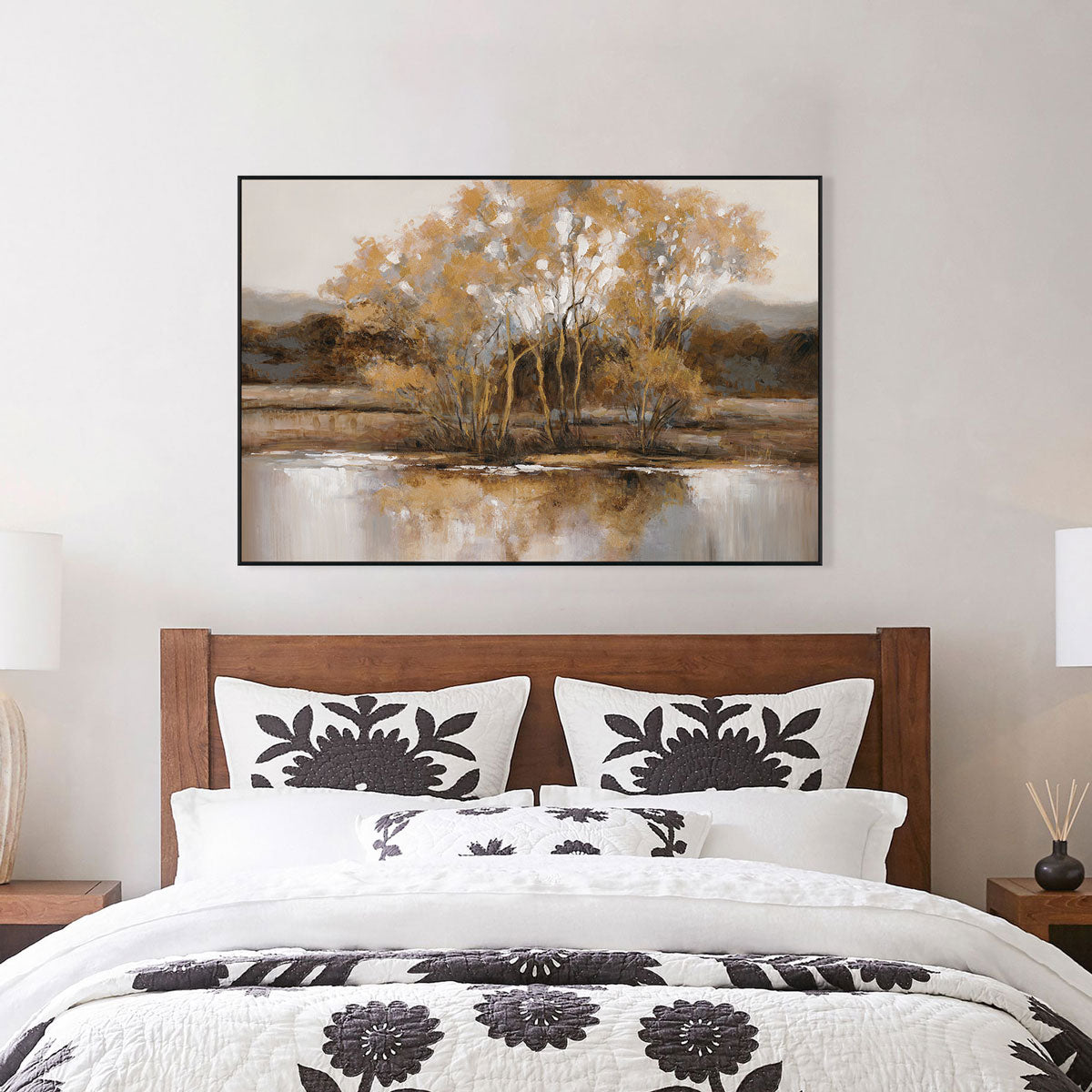 Golden Tranquility Autumn Lake Landscape #M3603