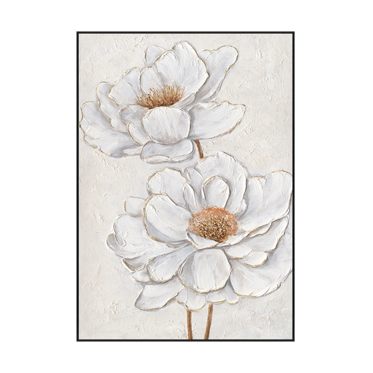 White Bloom Textured Floral Painting #M3634