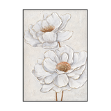 White Bloom Textured Floral Painting #M3634