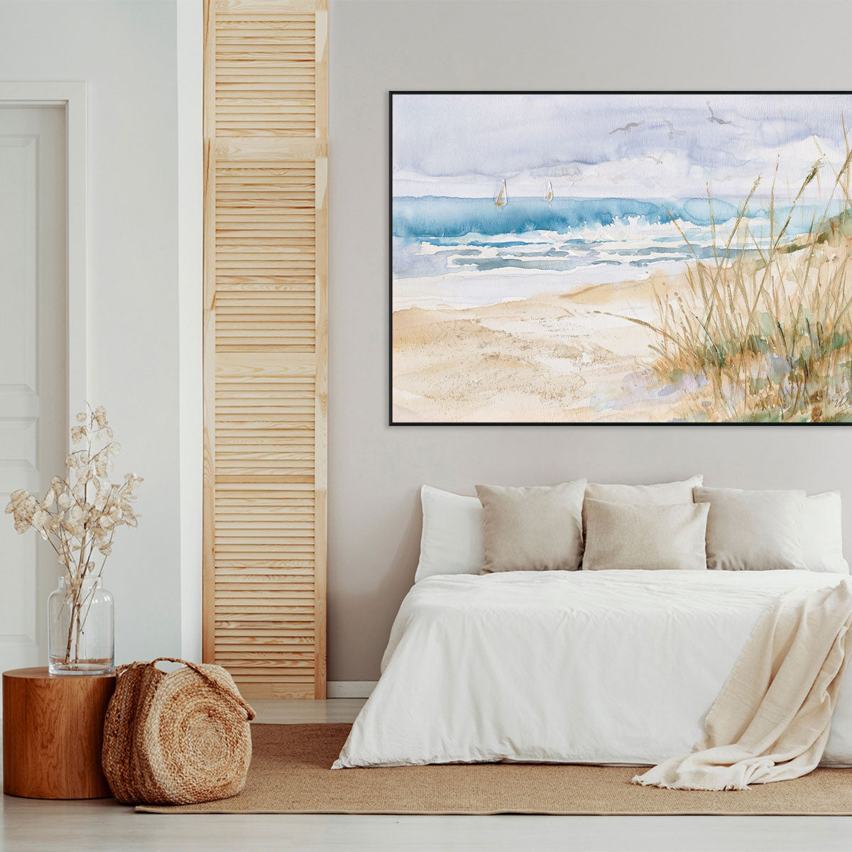 Coastal Whisper Sailboats & Beach Painting #M3671